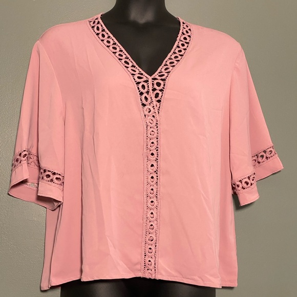 Grlasen Women Fashion 3/4 Bell Sleeve V Neck Top Lace Patchwork Casual Loose L - Picture 6 of 9